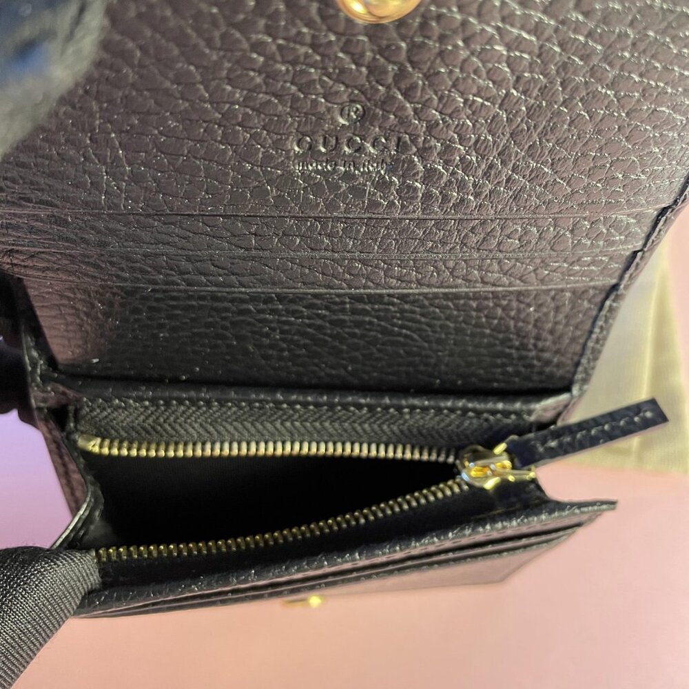 💕💕Gucci Compact Wallet Supreme GG Marmont Women's Black Gray Card Case Unisex - Picture 13 of 14